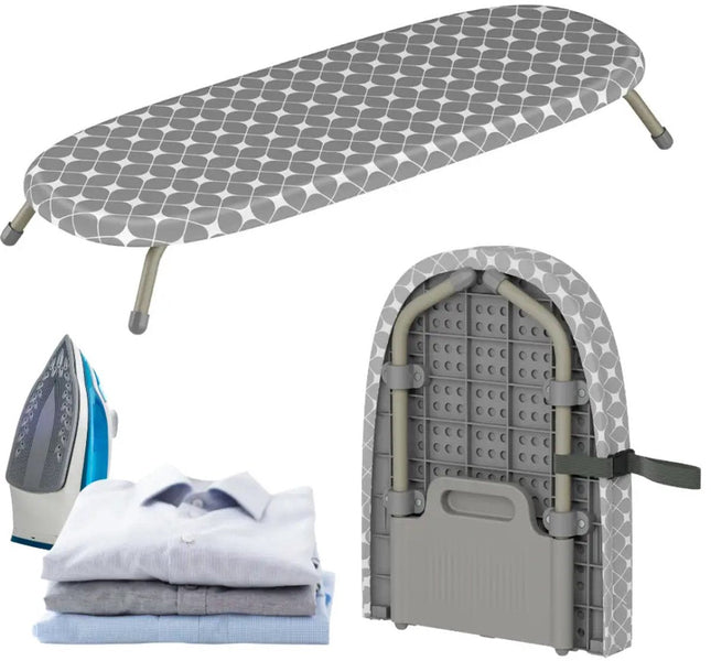 KINGHOFF KH-1937 Planche à Repasser de Table – Planche à Repasser Pliante avec Housse en Coton Laminé et Feutre de 5 mm – 81,5×30,5 cm – Gris