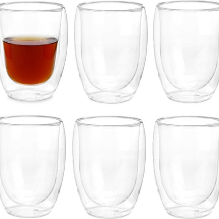 Verres à café/thé à double paroi Vivalto - Lot de 6 - Verre borosilicate - 326 ml