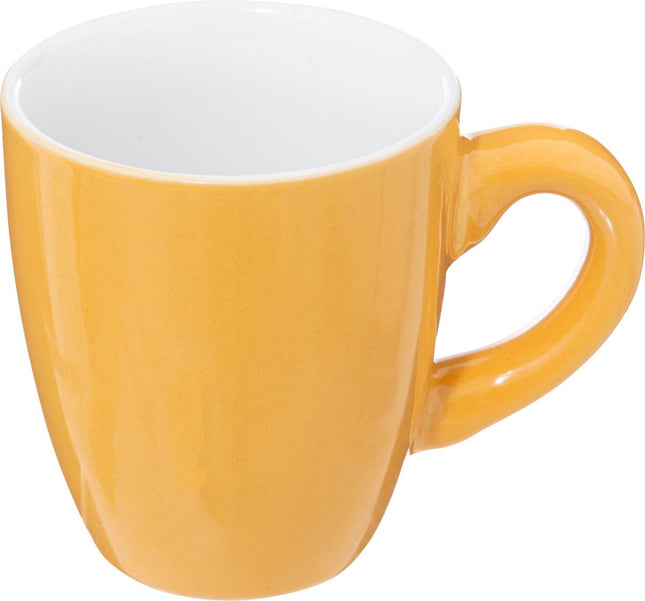 Ensemble de tasses à espresso/café - 6x - avec plateau en bambou - tasses en faïence - 90ml - couleurs assorties