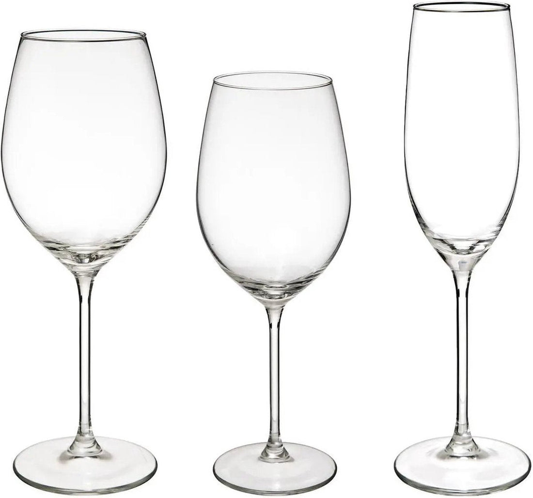 Set van 18x wijnglazen en champagneglazen Lina 210 / 410 / 540 ml van glas - Wijn glazen - Champagne glazen