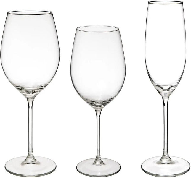 Set de 18 verres à vin et verres à champagne Lina 210/410/540 ml en verre - Verres à vin - Verres à champagne