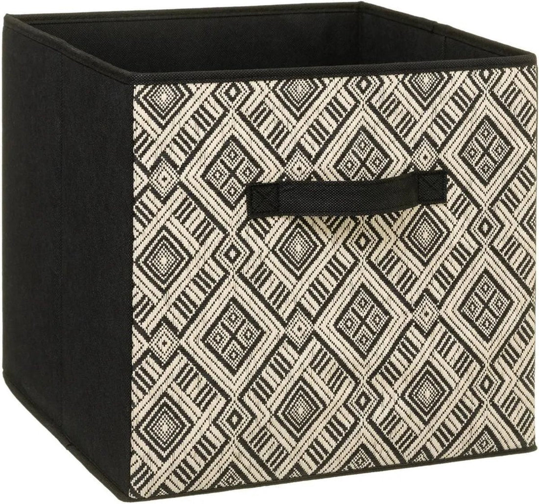 5Five opbergmand voor de vakkenkast – 29 liter, zwart/crème, 31 x 31 x 31 cm