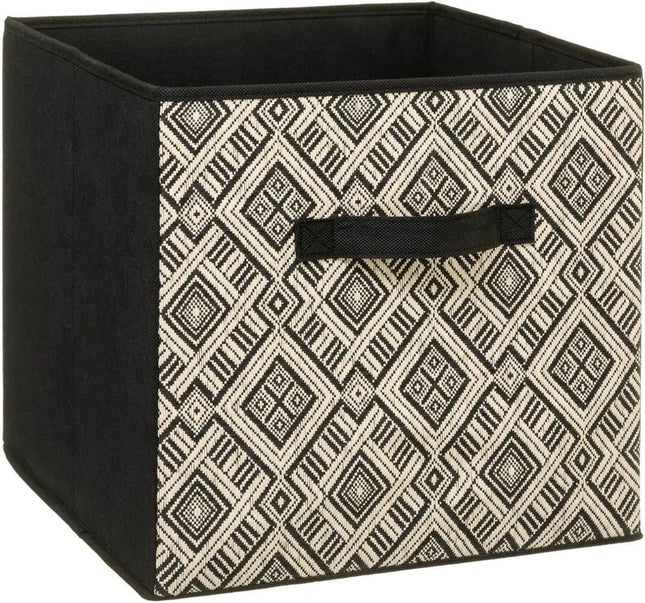 Panier de rangement/panier pour étagère 29 litres noir/crème polyester 31 x 31 x 31 cm - Boîtes de rangement - Paniers pour étagères modulables
