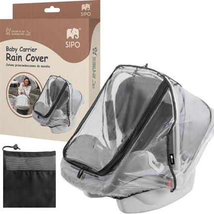 SIPO Housse de Pluie pour Siège Auto - Protection Imperméable pour Maxi-Cosi et Poussette - Transparent - Modèle Universel - Matière EVA - Housse de Pluie Siège Enfant -