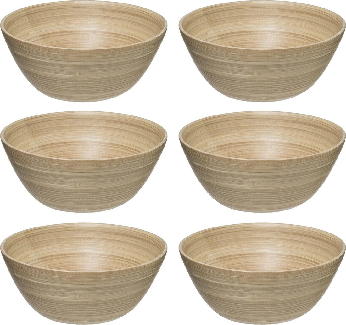 Secret de Gourmet - 6x - Slakom/serveer schaaltjes - bamboe - beige- D17 cm