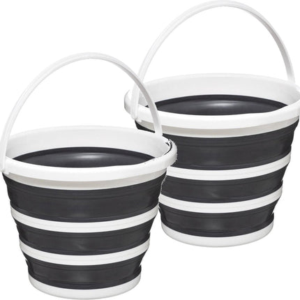 2 seaux de nettoyage pliables ronds blanc/gris 32 x 24,5 cm 10 litres en plastique - Nettoyage - Seau de nettoyage