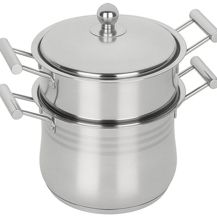 Hakal Couscoussier 8 litres - Marmite Inox pour Induction - Sans PFOA - Compatible Tous Feux - Couscoussier - Cuiseur Vapeur