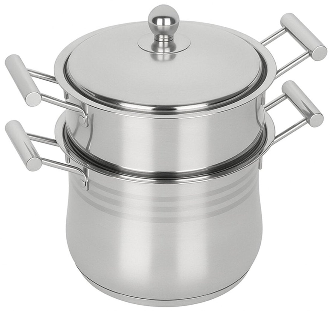 Hakal Couscous-Topf 8 Liter - Edelstahl-Topf für Induktion - PFOA-frei - Geeignet für alle Herdarten - Couscoussier - Dampfgarer