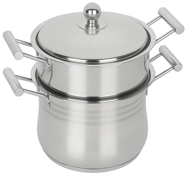 Hakal Couscoussier 8 litres - Marmite Inox pour Induction - Sans PFOA - Compatible Tous Feux - Couscoussier - Cuiseur Vapeur