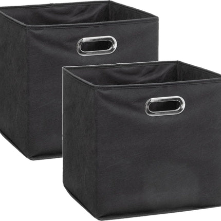 5Five Panier/bac de rangement gris foncé - Lot de 2 - Lin - 29 litres - 31 x 31 x 31 cm - Boîte de rangement - Paniers pour étagères