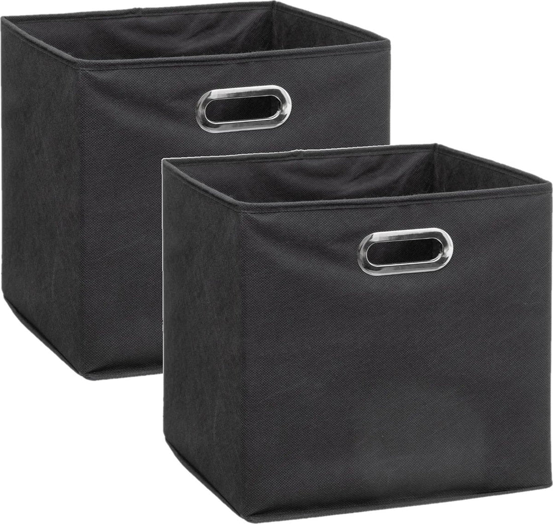 5Five Aufbewahrungskorb / Regalkorb dunkelgrau – 2er-Set – Leinen – 29 Liter – 31 x 31 x 31 cm – Aufbewahrungsbox – Regalkörbe