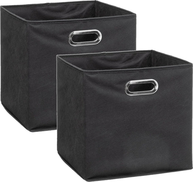 5Five Panier/bac de rangement gris foncé - Lot de 2 - Lin - 29 litres - 31 x 31 x 31 cm - Boîte de rangement - Paniers pour étagères