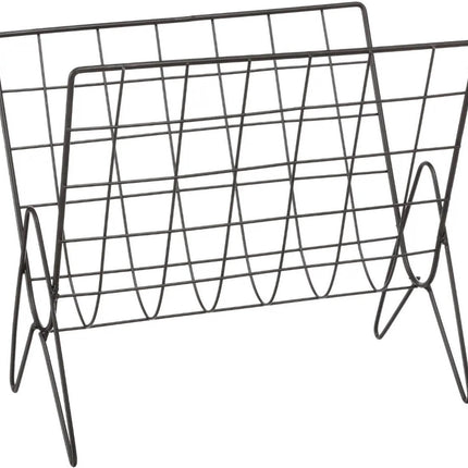 Atmosphera Lectuurbak Denver - voor tijdschriften/kranten/boek - zwart - metaal - 35 x 18 x 31 cm - naast bank/stoel - verhoogd
