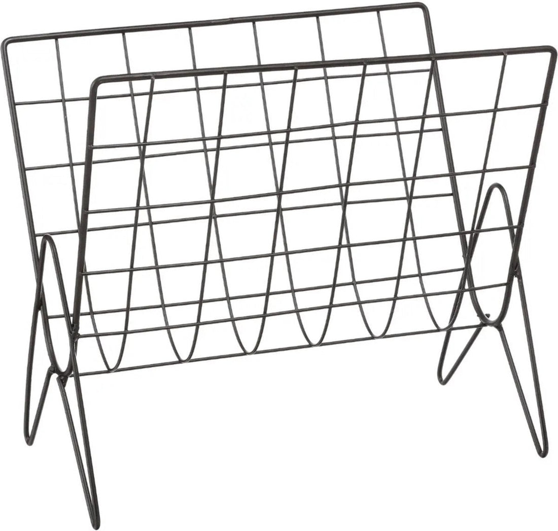 Atmosphera Lectuurbak Denver - voor tijdschriften/kranten/boek - zwart - metaal - 35 x 18 x 31 cm - naast bank/stoel - verhoogd