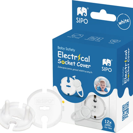 SIPO Protection de Prise - Kit de 12 Plaques Blanches Type F - Protection des Doigts pour Enfants - SBS-F20
