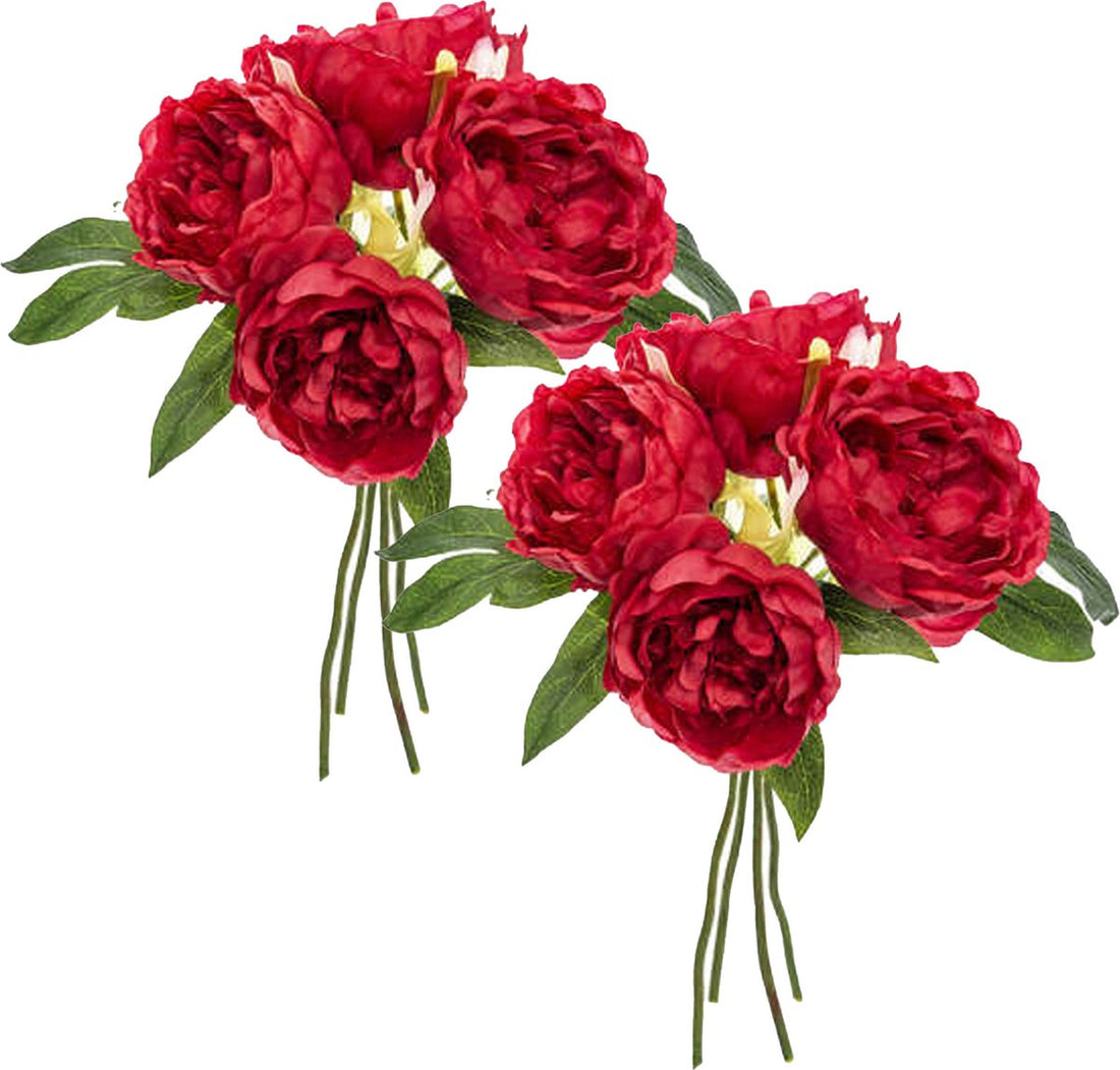 Atmosphera Pfingstrosen-Kunstblumenstrauß – 8 Stück – rot – H30 cm – rote Blumen