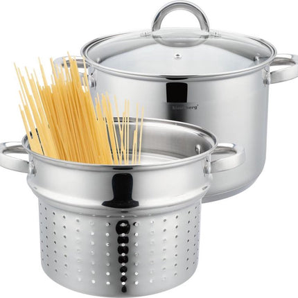Klausberg 7738 - Faitout avec insert spécial pâtes - 2 pièces - 24 cm - 7,5 litres - acier inoxydable - toutes sources de chaleur