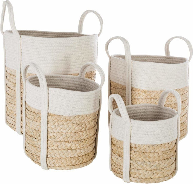 Decoratieve manden van riet, 4 maten