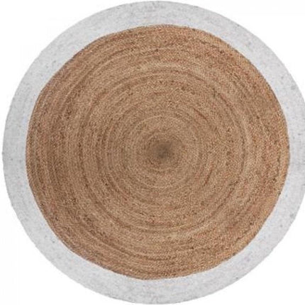 Tapis Rond en Jute avec Bord Blanc - Ø 120 cm