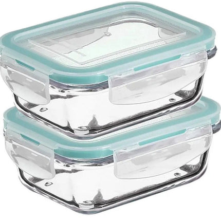 5Five Boîte de conservation avec couvercle - 2x - verre - hermétique - avec clips - 17 x 11 x 6 - 540 ml