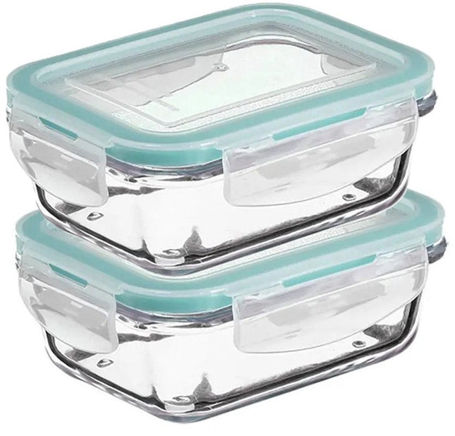 5Five Boîte de conservation avec couvercle - 2x - verre - hermétique - avec clips - 17 x 11 x 6 - 540 ml