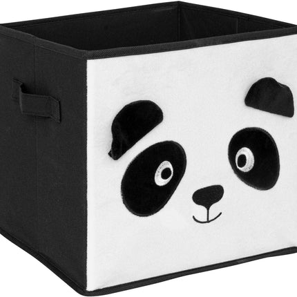 Atmosphera Kids Boîte de rangement Panda - 29x29x29cm - Pliable - Blanc/Noir