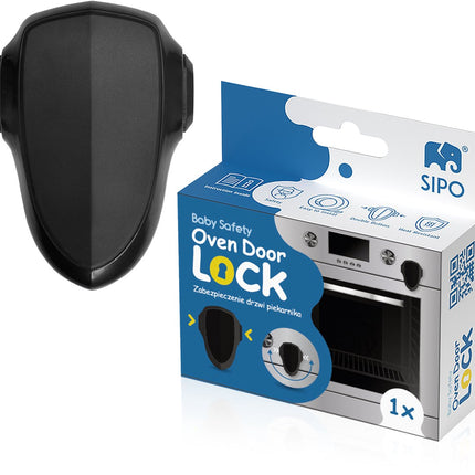 SIPO Verrou de four 9,2x9x2,8 cm - Sécurité pour porte de four contre l'ouverture par les enfants - Installation facile - Verrou pour four - Noir