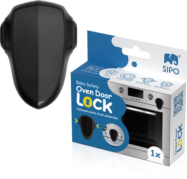 SIPO Verrou de four 9,2x9x2,8 cm - Sécurité pour porte de four contre l'ouverture par les enfants - Installation facile - Verrou pour four - Noir