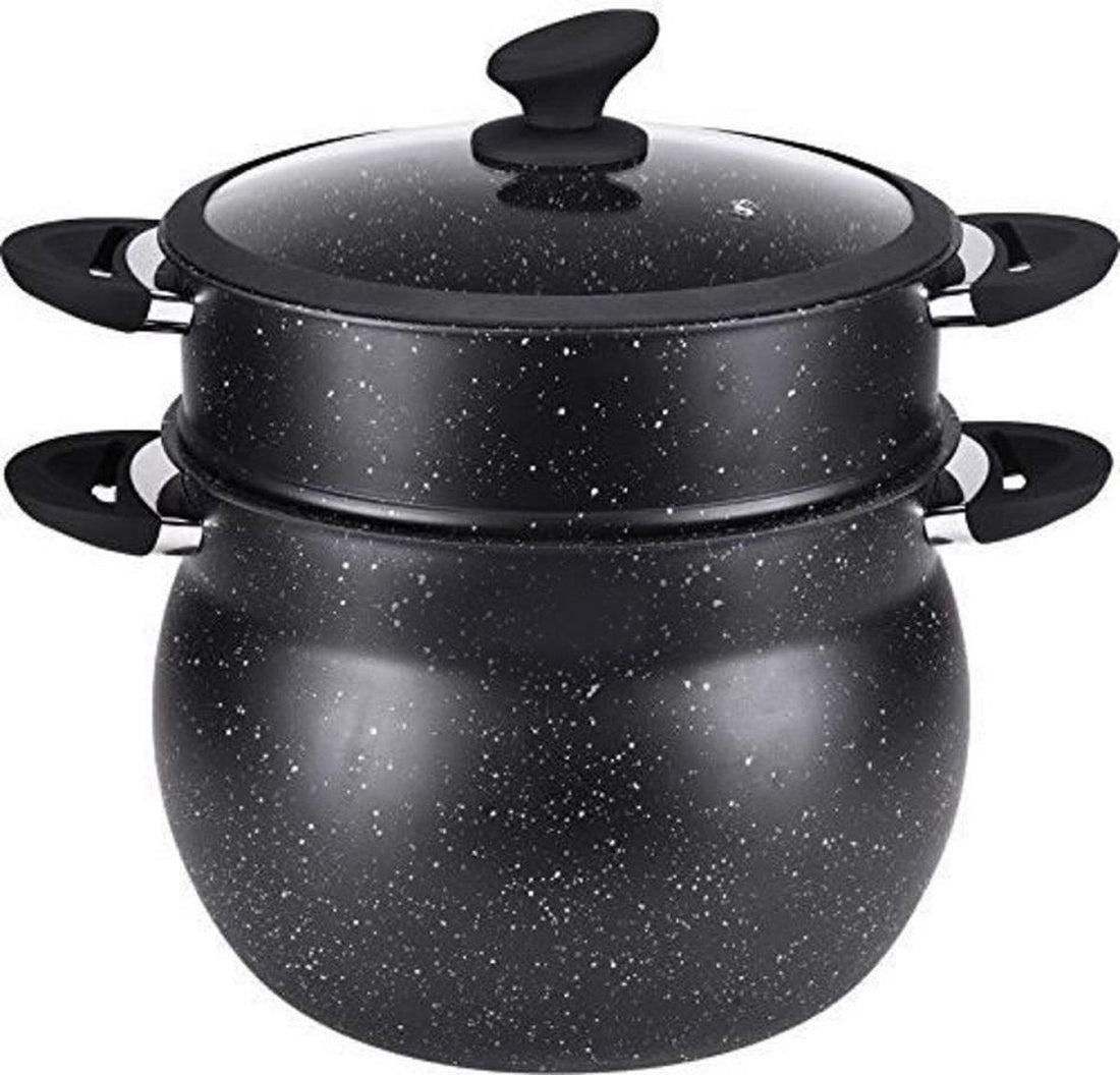 Hakal Couscoussier / Stoompan / Couscouspan - 6L - Geschikt voor Alle Warmtebronnen - Non-Stick & Marmer Coating - Inclusief Glazen Deksel - 6 Liter