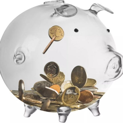 Glazen Spaarvarken - voor volwassenen en kleine kinderen - Groot - Spaarvarken Spaarpot - Glas - Hoge Kwaliteit - Cadeau