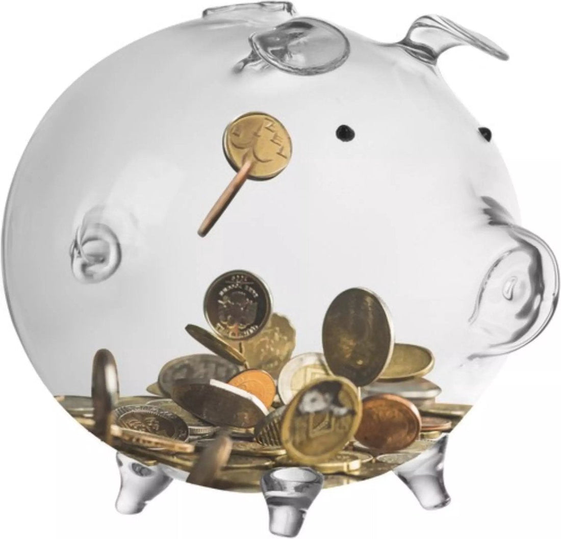 Glass Piggy Bank - for adults and small children - Large - Piggy Bank Money Box - Glass - High Quality - Gift