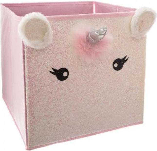 Atmosphera Kids Boîte de rangement Licorne avec oreilles - 29x29x29cm - Pliable - Rose