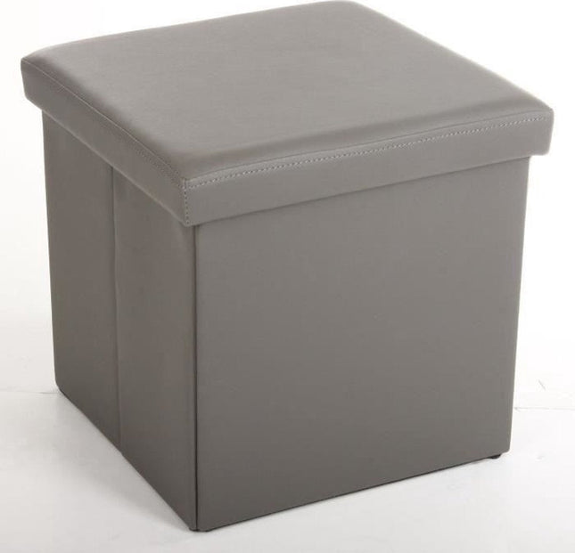 Atmosphera Pouf/Repose-pieds/Boîte de rangement - gris - PVC/MDF - 38 x 38 cm - pliable