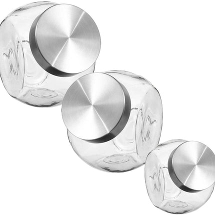 Secret de Gourmet Lot de 3 pots à bonbons - bocaux de conservation - verre - 650 ml - 1500 ml - 2100 ml - Fermeture hermétique