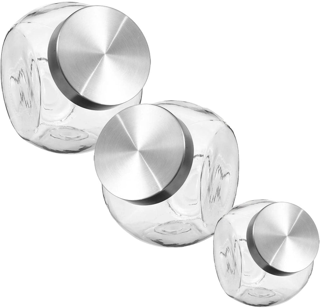 Secret de Gourmet Set of 3 candy jars - storage jars - glass - 650 ml - 1500 ml - 2100 ml - Airtight seal