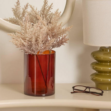 Vase en verre Lidy 20 cm - Ambre Brun - Diamètre 14 cm - Décoration d'intérieur - Vase à fleurs - Transparent - Verre