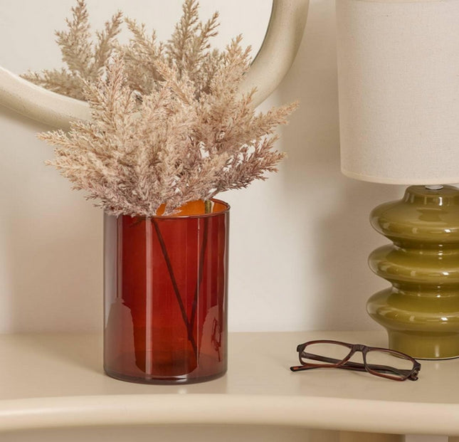 Vase en verre Lidy 20 cm - Ambre Brun - Diamètre 14 cm - Décoration d'intérieur - Vase à fleurs - Transparent - Verre