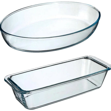 Secret de Gourmet – Lot de 2 plats à four – Verre – 35 x 25 cm – 31 x 12 cm