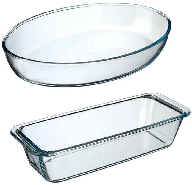 Secret de Gourmet – Lot de 2 plats à four – Verre – 35 x 25 cm – 31 x 12 cm