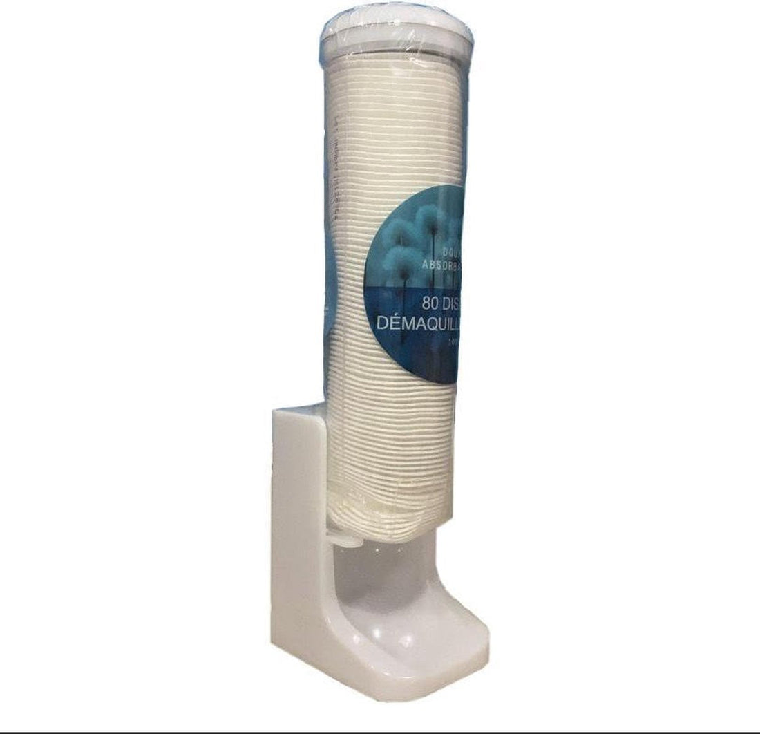 Wattenschijfhouder transparant/wit – dispenser met 80 wattenschijfjes