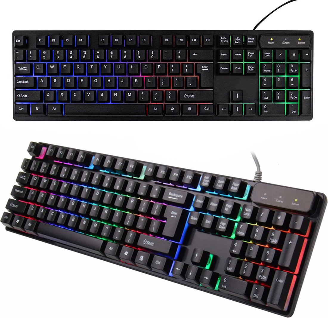 Gaming Keyboard - Spill-resistant - RGB LED Lighting - QWERTY - Plug & Play - Anti-Ghosting Function - Lifespan: 15 million clicks
