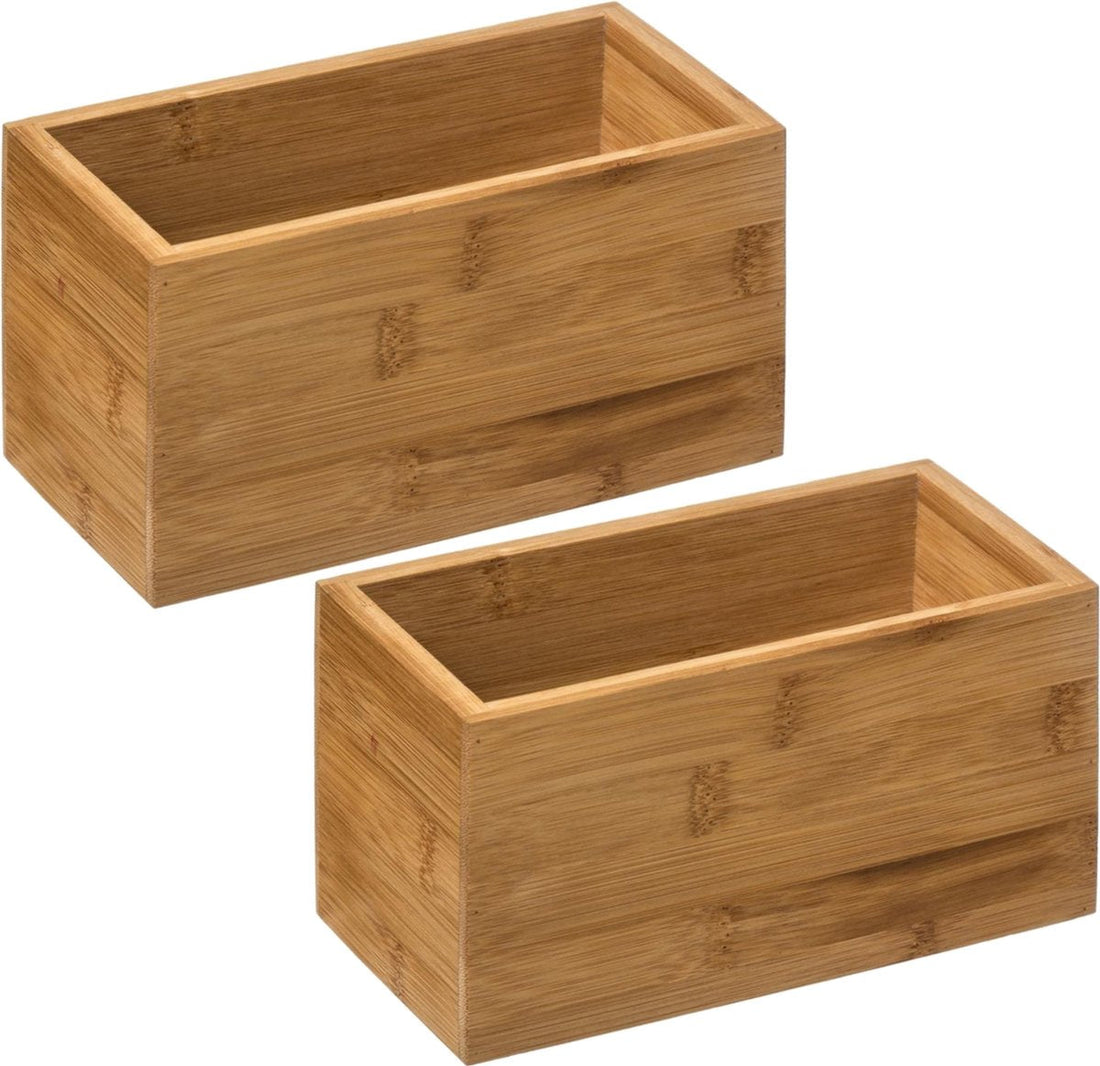 Set van 2x stuks 5five sieraden/make-up houder/box - 18 x 9 x 9,5 cm - bamboe hout - organizer bakje