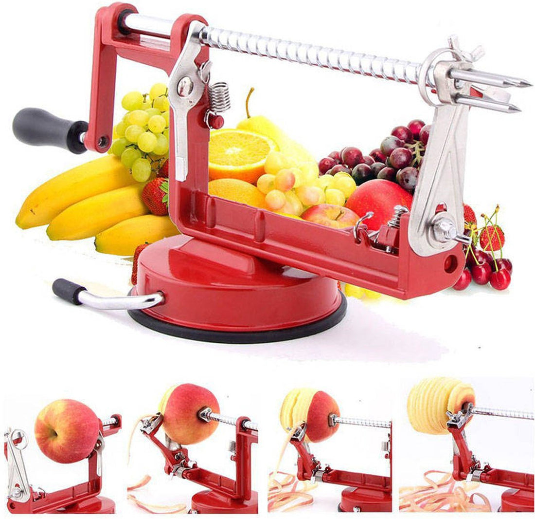 3-in-1 apple corer - Apple peeler with suction cup - Vegetable slicer peeler for potatoes and fruit - Apple peeling machine - Apple slicer - Stainless steel