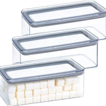 5Five Boîte de Conservation - 4x - cuisine/nourriture - plastique - 1000 ml - couvercle hermétique - transparent - 20 x 10 x 7 cm