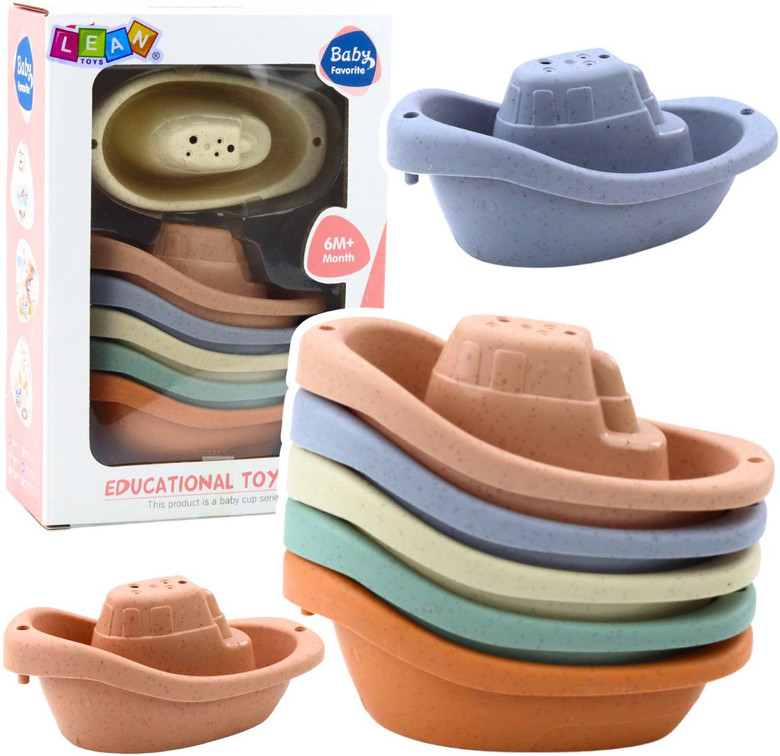 Badspeelgoed Bootjes Set 6 Stuks - Pastel Kleuren - Babyspeelgoed voor in Bad - Educatief Speelgoed vanaf 6 Maanden - Zwembad Speelgoed - Douche speelgoed - Water speelgoed