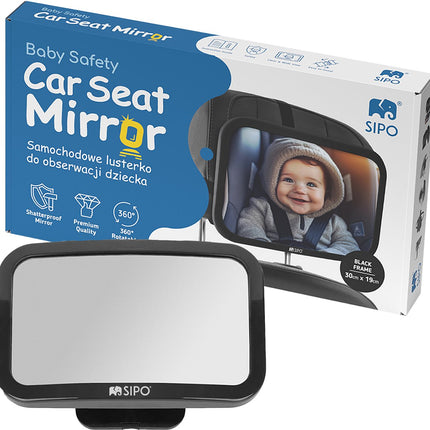 SIPO Rétroviseur de surveillance bébé - Miroir de sécurité pour siège auto - Montage rapide - 19x30 cm - 1 pièce