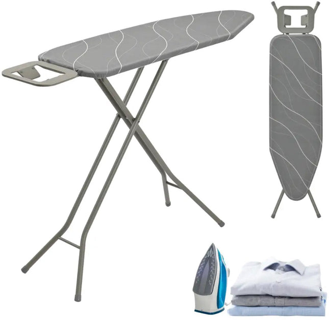 KINGHOFF KH-1939 Planche à repasser – 114×35,5 cm – Réglable 7 hauteurs – Avec porte-fer – Gris