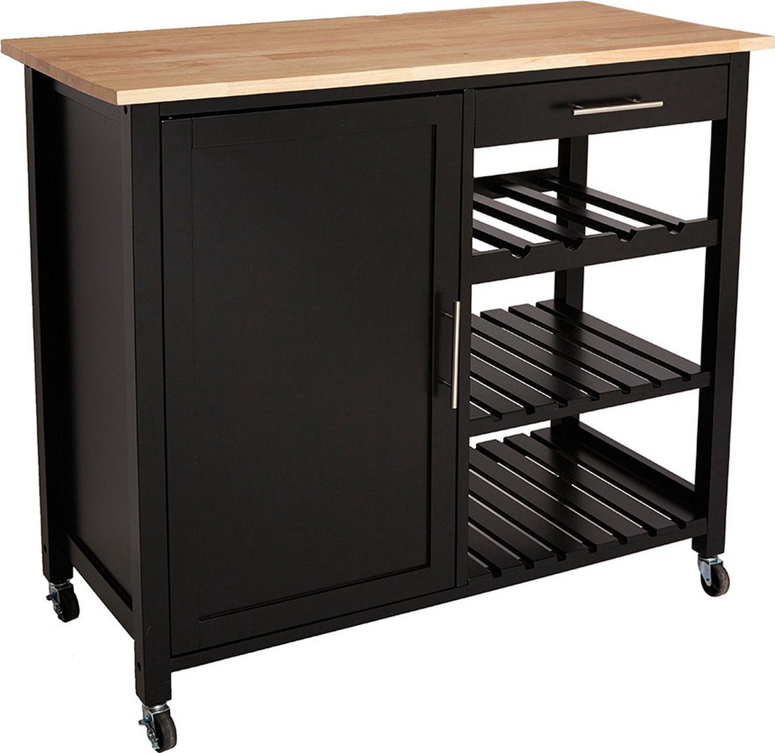 5Five® Luxury large wooden kitchen trolley - Black