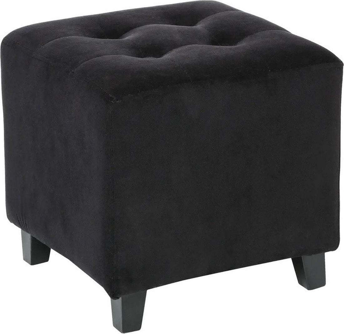 Atmosphera Seat stool/side chair/ottoman - wood/fabric - black velvet - D35 x H35 cm