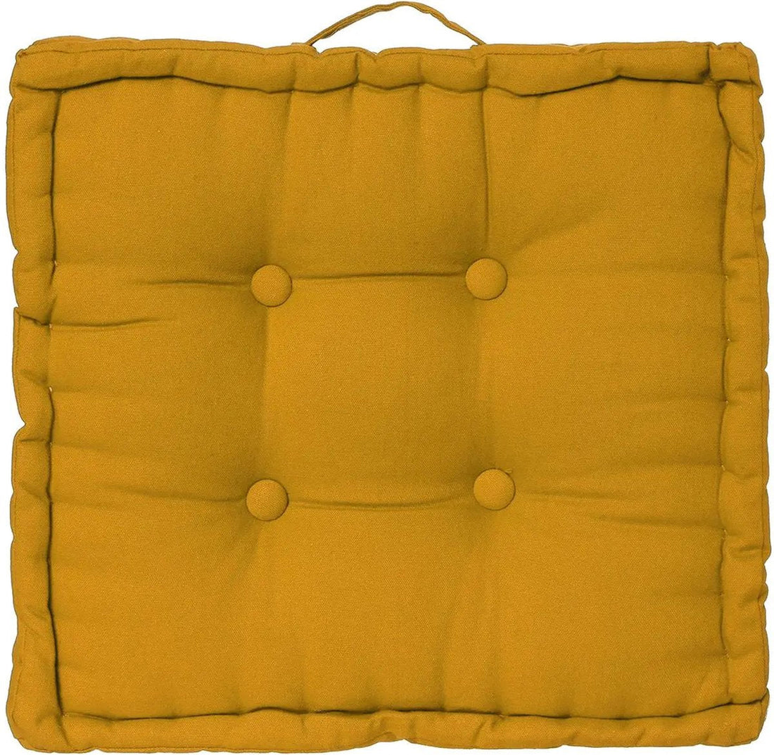Atmosphera Floor Cushion Square - ochre yellow - cotton - 40 x 40 x 8 cm - square - Extra thick